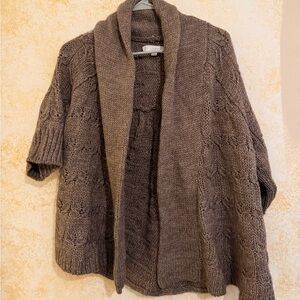 LOFT Taupe Open-Front Cardigan